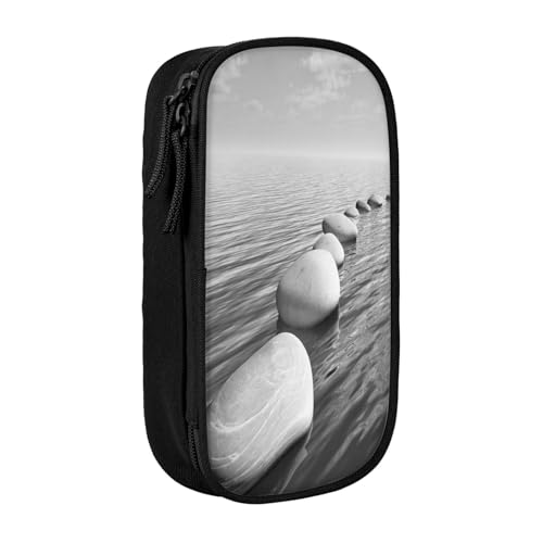 Federmäppchen mit großem Fassungsvermögen, Motiv: Zen-Steine, Bild-Druck, Doppelreißverschluss, Stifteetui, Schwarz , Einheitsgröße, Kulturbeutel Federmäppchen mit großem Fassungsvermögen, Motiv: Zen-Steine, Bild-Druck, Doppelreißverschluss, Stifteetui, Schwarz , Einheitsgröße, Kulturbeutel von POKIKKJH