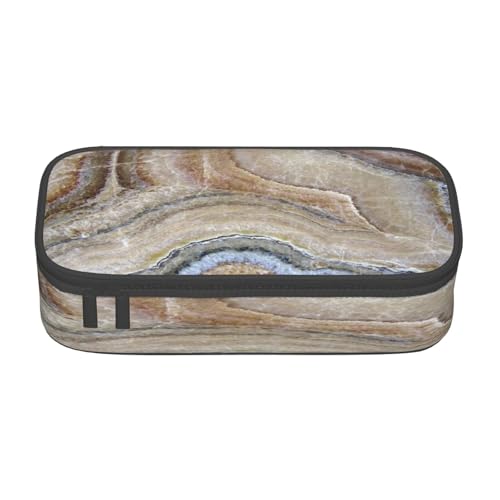 Federmäppchen mit großem Fassungsvermögen, Onyx-Stein, hellblauer Druck, mehrlagiges Schreibwaren-Federmäppchen von POKIKKJH