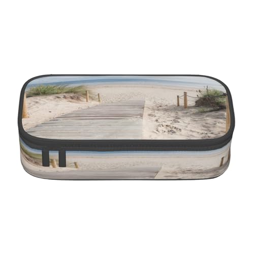 Federmäppchen mit großem Fassungsvermögen, Strandlandschaft, mehrlagiges Schreibwaren-Federmäppchen von POKIKKJH