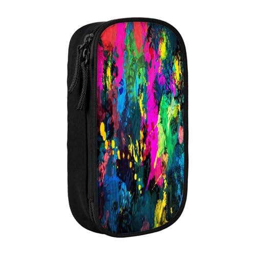 Federmäppchen mit großem Fassungsvermögen, buntes abstraktes Gemälde-Druck, Doppelreißverschluss, Schwarz , Einheitsgröße, Kulturbeutel Federmäppchen mit großem Fassungsvermögen, buntes abstraktes Gemälde-Druck, Doppelreißverschluss, Schwarz , Einheitsgröße, Kulturbeutel von POKIKKJH