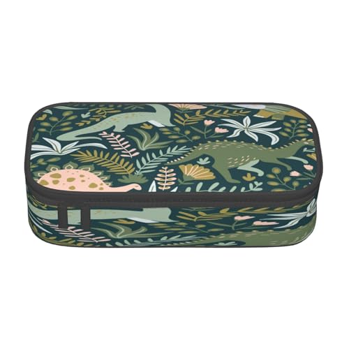 Federmäppchen mit großem Fassungsvermögen, niedlicher Dinosaurier-Druck, geschichtetes Schreibwaren-Federmäppchen von POKIKKJH