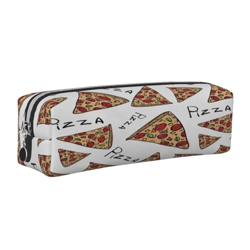 Leder-Federmäppchen, Bleistifttasche, Pizza-Muster, Reißverschluss, Stifteetui für Arbeit, Büro, für Männer und Frauen, silber, Einheitsgröße, Kulturbeutel von POKIKKJH