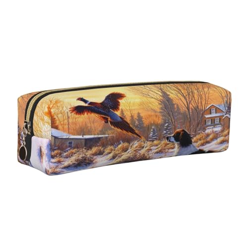 Leder-Federmäppchen, Federmäppchen, Bleistifttasche, mit Reißverschluss, für Arbeit, Büro, für Männer und Frauen, gold, Einheitsgröße, Kulturbeutel von POKIKKJH