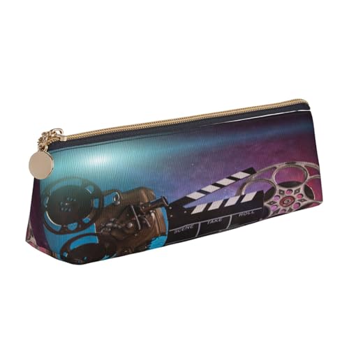 Leder-Federmäppchen, Federmäppchen, Filme, Clapperboard-Druck, Reißverschluss, Stifteetui für Arbeit, Büro, für Männer und Frauen Leder-Federmäppchen, Federmäppchen, Filme, Clapperboard-Druck, Reißverschluss, Stifteetui für Arbeit, Büro, für Männer und Frauen von POKIKKJH