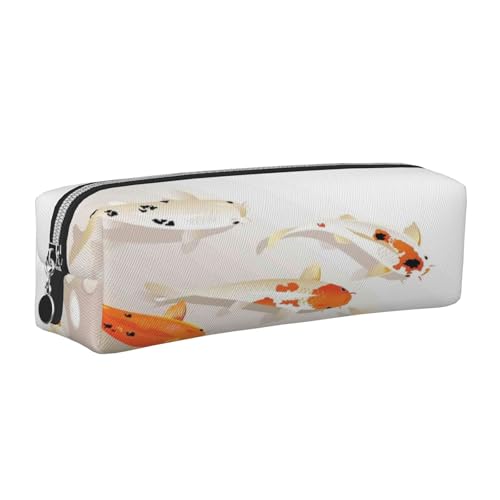 Leder-Federmäppchen, Federmäppchen, Fischkarpfen mit Punkten, Reißverschluss, Stifteetui für Arbeit, Büro, für Männer und Frauen, silber, Einheitsgröße, Kulturbeutel von POKIKKJH