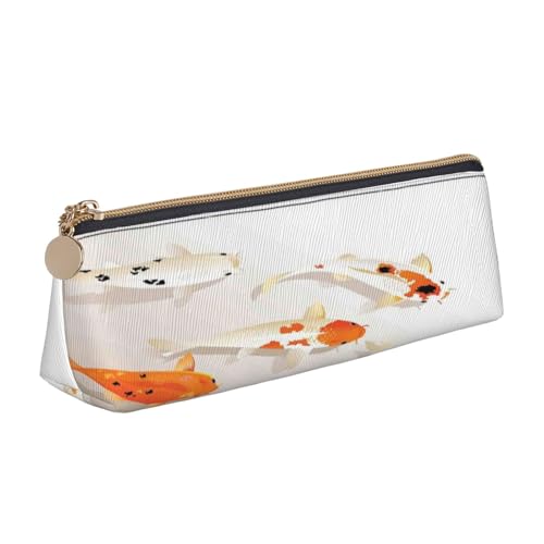 Leder-Federmäppchen, Federmäppchen, Fischkarpfen mit Punkten, Reißverschluss, Stifteetui für Arbeit, Büro, für Männer und Frauen Leder-Federmäppchen, Federmäppchen, Fischkarpfen mit Punkten, Reißverschluss, Stifteetui für Arbeit, Büro, für Männer und Frauen von POKIKKJH