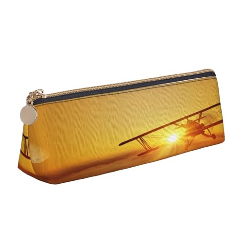 Leder-Federmäppchen, Federmäppchen, Flugzeug bei Sonnenuntergang, bedruckt, mit Reißverschluss, für Arbeit, Büro, für Männer und Frauen Leder-Federmäppchen, Federmäppchen, Flugzeug bei Sonnenuntergang, bedruckt, mit Reißverschluss, für Arbeit, Büro, für Männer und Frauen von POKIKKJH