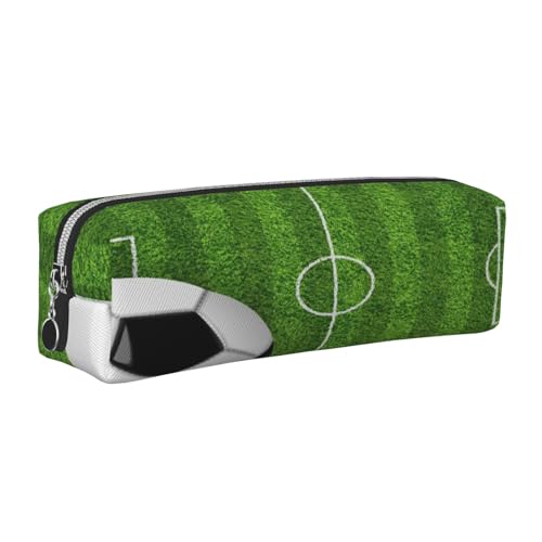 Leder-Federmäppchen, Federmäppchen, Fußball, Sport, Reißverschluss, Stifteetui für Arbeit, Büro, für Männer und Frauen, silber, Einheitsgröße, Kulturbeutel von POKIKKJH