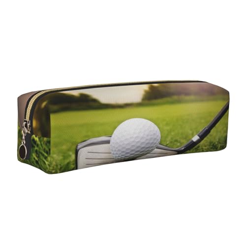 Leder-Federmäppchen, Federmäppchen, Golfball-Druck, Reißverschluss, Stifteetui für Arbeit, Büro, für Männer und Frauen, gold, Einheitsgröße, Kulturbeutel von POKIKKJH