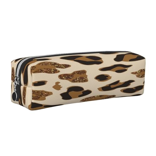 Leder-Federmäppchen, Federmäppchen, Leopardenmuster, Reißverschluss, Stifteetui für Arbeit, Büro, für Männer und Frauen, silber, Einheitsgröße, Kulturbeutel von POKIKKJH