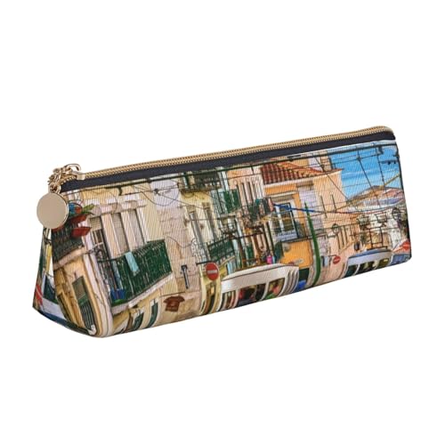 Leder-Federmäppchen, Federmäppchen, Lissabon-Straßenbahn-Druck, Reißverschluss, Stifteetui für Arbeit, Büro, für Männer und Frauen Leder-Federmäppchen, Federmäppchen, Lissabon-Straßenbahn-Druck, Reißverschluss, Stifteetui für Arbeit, Büro, für Männer und Frauen von POKIKKJH