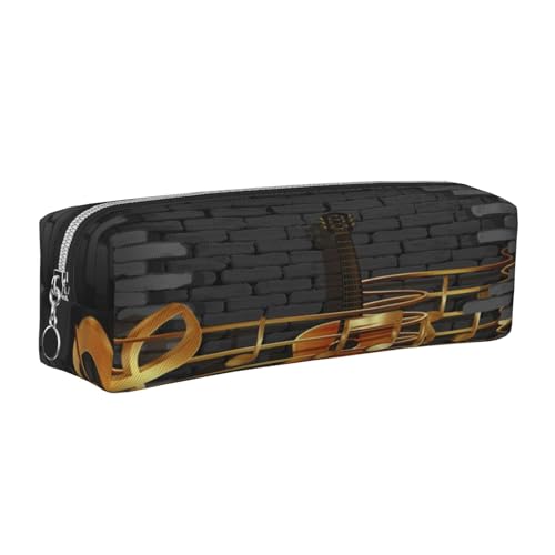 Leder-Federmäppchen, Federmäppchen, Notizen, Gitarre, Reißverschluss, Stifteetui für Arbeit, Büro, für Männer und Frauen, silber, Einheitsgröße, Kulturbeutel von POKIKKJH