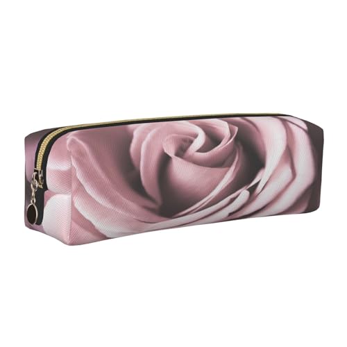 Leder-Federmäppchen, Federmäppchen, Rose, Nahaufnahme, Reißverschluss, Stifteetui für Arbeit, Büro, für Männer und Frauen, gold, Einheitsgröße, Kulturbeutel von POKIKKJH