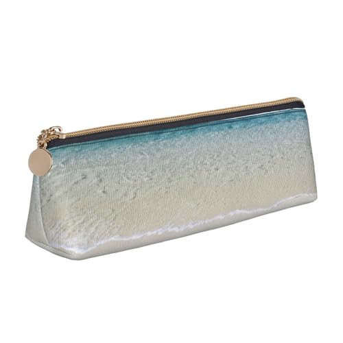 Leder-Federmäppchen, Federmäppchen, Strand, klares Meer, Sanddruck, Reißverschluss, Stifteetui für Arbeit, Büro, für Männer und Frauen Leder-Federmäppchen, Federmäppchen, Strand, klares Meer, Sanddruck, Reißverschluss, Stifteetui für Arbeit, Büro, für Männer und Frauen von POKIKKJH