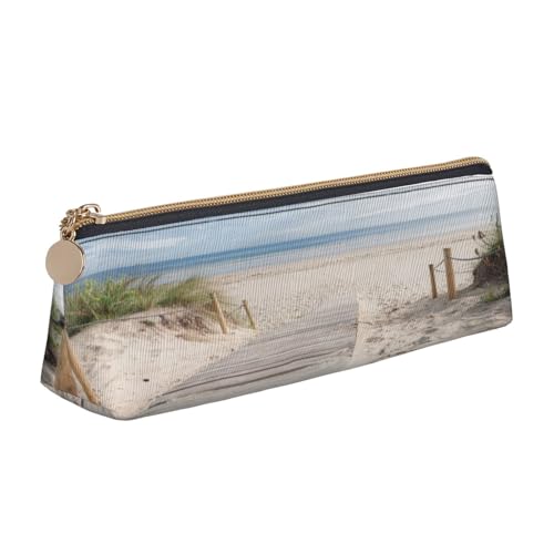 Leder-Federmäppchen, Federmäppchen, Strandlandschaft, Druck, Reißverschluss, Stifteetui für Arbeit, Büro, für Männer und Frauen Leder-Federmäppchen, Federmäppchen, Strandlandschaft, Druck, Reißverschluss, Stifteetui für Arbeit, Büro, für Männer und Frauen von POKIKKJH