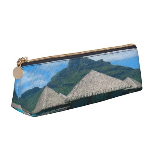 Leder-Federmäppchen, Federmäppchen, Tahiti-Strand-Druck, Reißverschluss, Stifteetui für Arbeit, Büro, für Männer und Frauen Leder-Federmäppchen, Federmäppchen, Tahiti-Strand-Druck, Reißverschluss, Stifteetui für Arbeit, Büro, für Männer und Frauen von POKIKKJH
