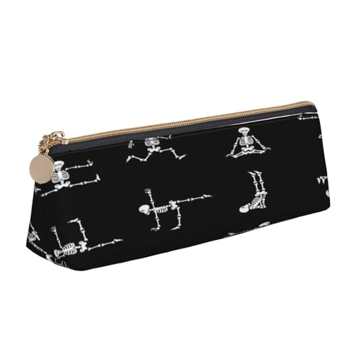 Leder-Federmäppchen, Federmäppchen, Totenkopf, Yoga-Druck, Reißverschluss, Stifteetui für Arbeit, Büro, für Männer und Frauen Leder-Federmäppchen, Federmäppchen, Totenkopf, Yoga-Druck, Reißverschluss, Stifteetui für Arbeit, Büro, für Männer und Frauen von POKIKKJH