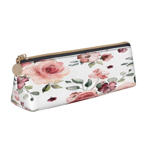Leder-Federmäppchen, Federmäppchen, blühende Rose, Blumendruck, Reißverschluss, Stifteetui für Arbeit, Büro, für Männer und Frauen Leder-Federmäppchen, Federmäppchen, blühende Rose, Blumendruck, Reißverschluss, Stifteetui für Arbeit, Büro, für Männer und Frauen von POKIKKJH