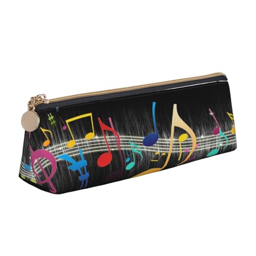 Leder-Federmäppchen, Federmäppchen, bunt, Musiknoten-Druck, Reißverschluss, Stifteetui für Arbeit, Büro, für Männer und Frauen Leder-Federmäppchen, Federmäppchen, bunt, Musiknoten-Druck, Reißverschluss, Stifteetui für Arbeit, Büro, für Männer und Frauen von POKIKKJH