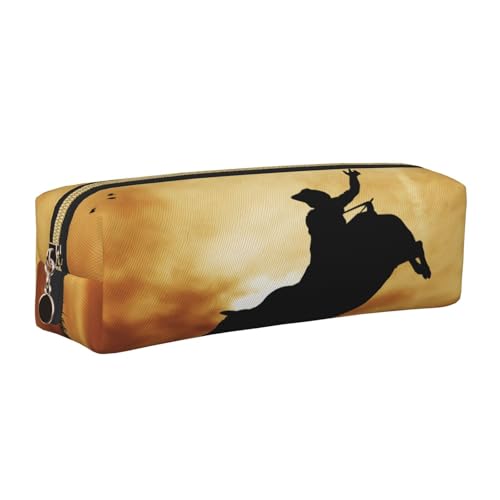 Leder-Federmäppchen, Federmäppchen, cooles Stierreitmuster, Reißverschluss, Stifteetui für Arbeit, Büro, für Männer und Frauen, gold, Einheitsgröße, Kulturbeutel von POKIKKJH