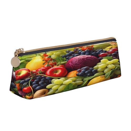 Leder-Federmäppchen, Federmäppchen, frisches Obst und Gemüse, bedruckt, mit Reißverschluss, für Arbeit, Büro, für Männer und Frauen Leder-Federmäppchen, Federmäppchen, frisches Obst und Gemüse, bedruckt, mit Reißverschluss, für Arbeit, Büro, für Männer und Frauen von POKIKKJH