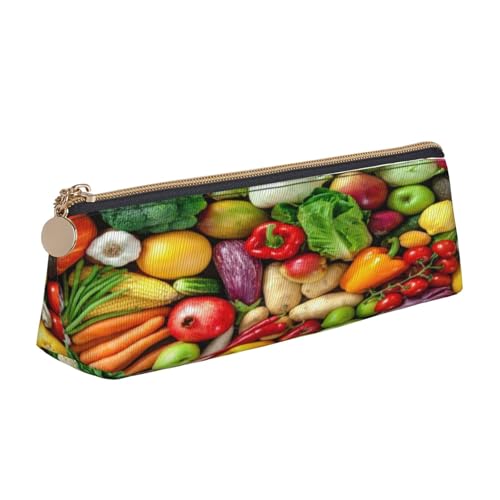 Leder-Federmäppchen, Federmäppchen, frisches Obst und Gemüse, bedruckt, mit Reißverschluss, für Arbeit, Büro, für Männer und Frauen Leder-Federmäppchen, Federmäppchen, frisches Obst und Gemüse, bedruckt, mit Reißverschluss, für Arbeit, Büro, für Männer und Frauen von POKIKKJH