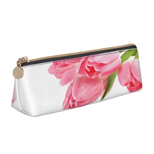 Leder-Federmäppchen, Federmäppchen, hübsches rosa Blumendruck, Reißverschluss, Stifteetui für Arbeit, Büro, für Männer und Frauen Leder-Federmäppchen, Federmäppchen, hübsches rosa Blumendruck, Reißverschluss, Stifteetui für Arbeit, Büro, für Männer und Frauen von POKIKKJH
