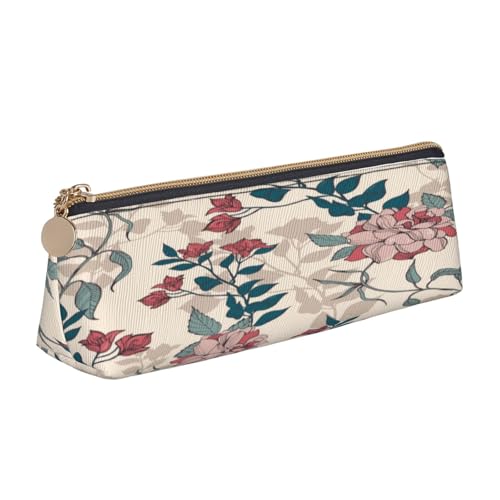Leder-Federmäppchen, Federmäppchen, rosa Blumen und Blätter, Reißverschluss, Stifteetui für Arbeit, Büro, für Männer und Frauen Leder-Federmäppchen, Federmäppchen, rosa Blumen und Blätter, Reißverschluss, Stifteetui für Arbeit, Büro, für Männer und Frauen von POKIKKJH