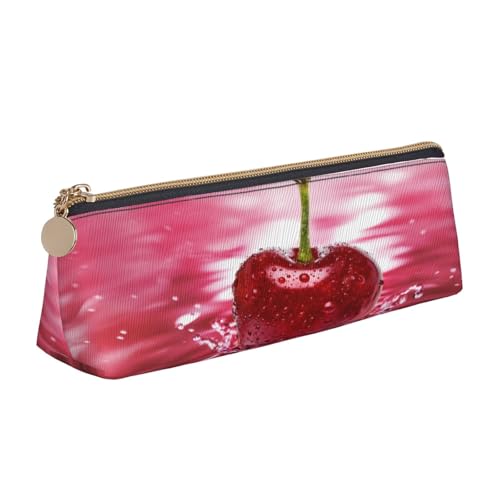 Leder-Federmäppchen, Federmäppchen, rote Kirschen, Reißverschluss, Stifteetui für Arbeit, Büro, für Männer und Frauen Leder-Federmäppchen, Federmäppchen, rote Kirschen, Reißverschluss, Stifteetui für Arbeit, Büro, für Männer und Frauen von POKIKKJH