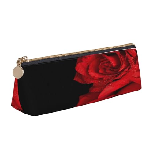 Leder-Federmäppchen, Federmäppchen, rote Rose, Reißverschluss, Stifteetui für Arbeit, Büro, für Männer und Frauen Leder-Federmäppchen, Federmäppchen, rote Rose, Reißverschluss, Stifteetui für Arbeit, Büro, für Männer und Frauen von POKIKKJH