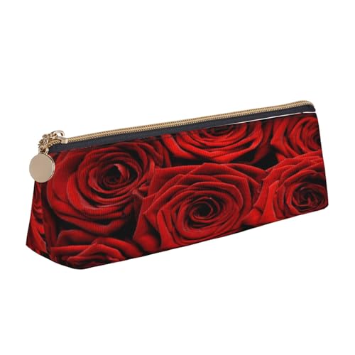 Leder-Federmäppchen, Federmäppchen, rote Rosen-Druck, Reißverschluss, Stifteetui für Arbeit, Büro, für Männer und Frauen Leder-Federmäppchen, Federmäppchen, rote Rosen-Druck, Reißverschluss, Stifteetui für Arbeit, Büro, für Männer und Frauen von POKIKKJH