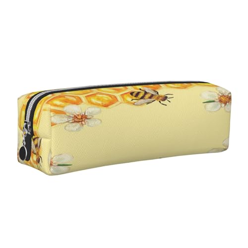 Leder-Federmäppchen mit Blumendruck, Stifteetui mit Reißverschluss, für Arbeit, Büro, für Männer und Frauen, silber, Einheitsgröße, Kulturbeutel von POKIKKJH