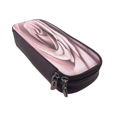 Leder-Federmäppchen mit großem Fassungsvermögen, Federtasche, Rosenmotiv, Doppelreißverschluss, Flip-Top-Stiftetui von POKIKKJH