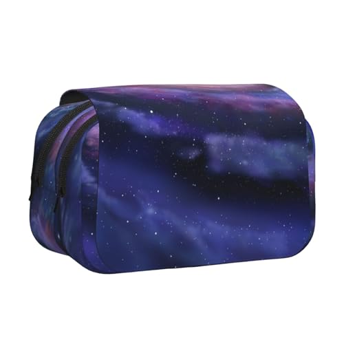 POKIKKJH Großes Fassungsvermögen, Federmäppchen, Weltraum, Fotodruck, doppeltes Klappetui, Schwarz , Einheitsgröße, Kulturbeutel von POKIKKJH
