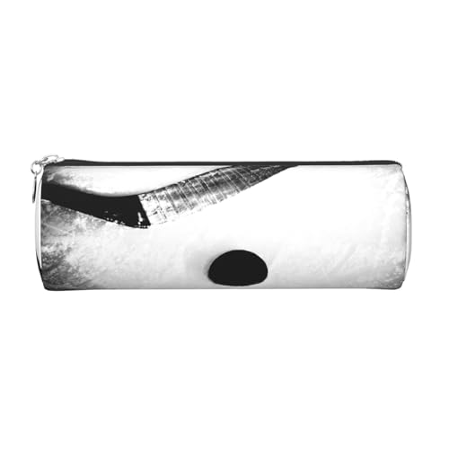 Rundes Leder-Federmäppchen, Federmäppchen, Eishockey-Kunstdruck, Reißverschluss, Stifteetui für Arbeit, Büro, für Männer und Frauen, silber, Einheitsgröße, Kulturbeutel Rundes Leder-Federmäppchen, Federmäppchen, Eishockey-Kunstdruck, Reißverschluss, Stifteetui für Arbeit, Büro, für Männer und Frauen, silber, Einheitsgröße, Kulturbeutel von POKIKKJH