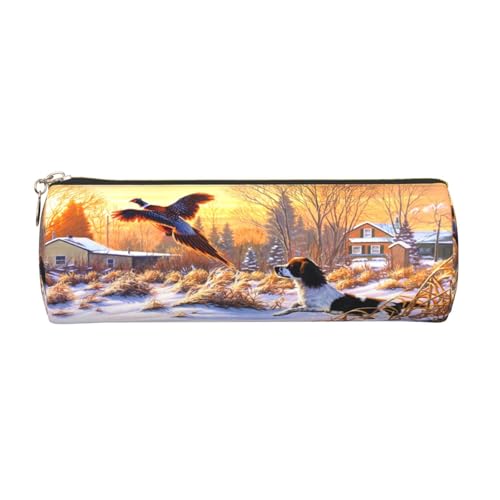 Rundes Leder-Federmäppchen, Federmäppchen, mit Reißverschluss, für Arbeit, Büro, für Männer und Frauen, gold, Einheitsgröße, Kulturbeutel von POKIKKJH