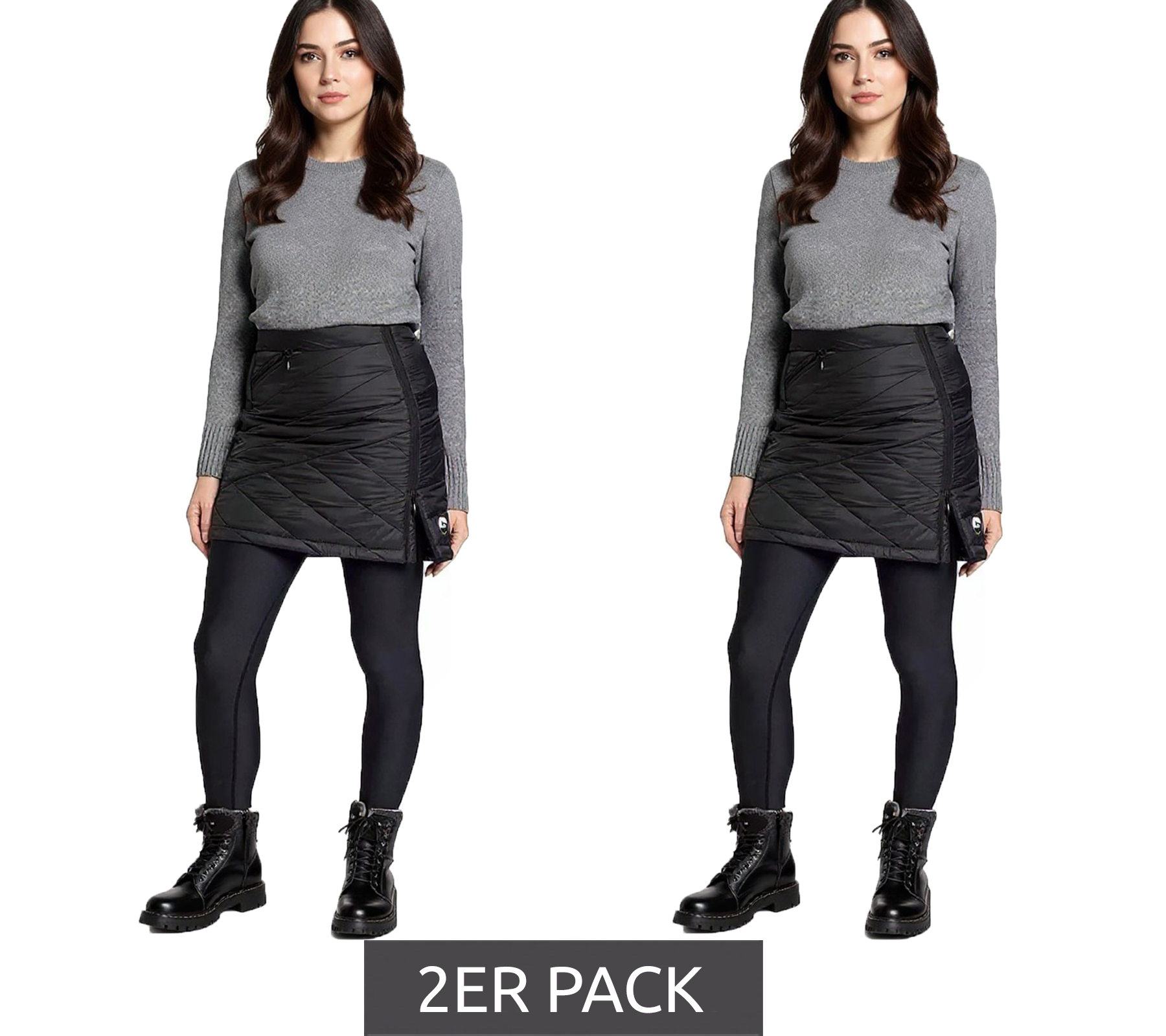 2er Sparpack Polarino Damen Rock wind-und wasserabweisender Outdoor-Rock Stepp-Rock 16768103 Schwarz von POLARINO