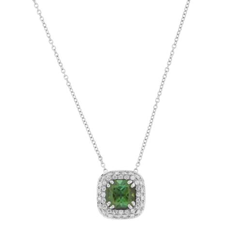 POLELLO Halskette aus 18-karätigem Weißgold mit grünem Turmalin und Diamanten, Diamanten und grüner Turmalin von POLELLO