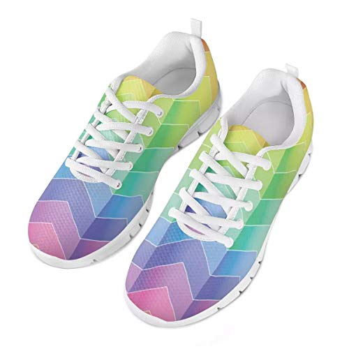 Neuheit Schillernde Regenbogenfarbe Schuhe Atmungsaktive Schuhe Damen Herren Slip on Sneaker Bequeme Sneaker Sportschuhe Leichte Laufschuhe Laufschuhe Turnschuhe Schnürschuhe Freizeitschuhe 40 EU von POLERO