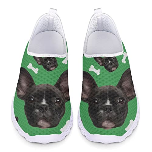 POLERO Bulldogge Freizeitschuhe, Leichte Slip On Schuhe für Frauen Männer, Atmungsaktive Walking Mesh Schuhe, EU41 von POLERO