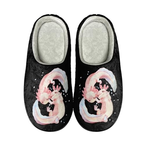 POLERO Cute Axolotl Slippers Family House Slippers for Kids and Adults Slip On Winter Warm Slippers Size 32-33 von POLERO