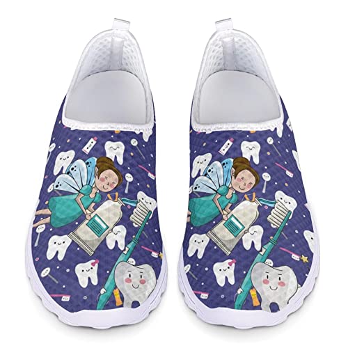 POLERO Cute Tooth Nurse Schuhe für Frauen Cartoon Fairy Mesh Schuhe Atmungsaktive Slip On Mesh Schuhe, EU40 von POLERO