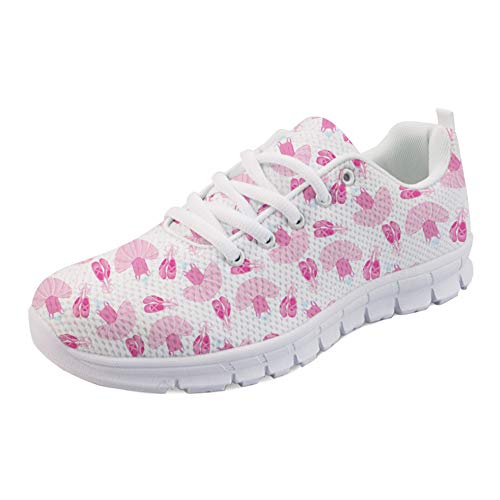 POLERO Damen Herren Sneaker Sportschuhe Atmungsaktiv Leichtgewicht Laufschuhe Laufschuhe Turnschuhe Schnürschuhe Freizeitschuhe 35–48 EU, - Ballett Pink - Größe: 46 EU von POLERO