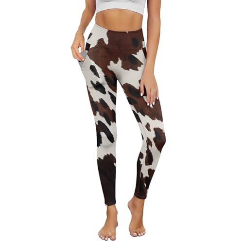POLERO Damen-Leggings, lange Yogahose, Workout, Bauchkontrolle, Activewear-Leggings mit Taschen, Kuhmuster, M POLERO Damen-Leggings, lange Yogahose, Workout, Bauchkontrolle, Activewear-Leggings mit Taschen, Kuhmuster, M von POLERO
