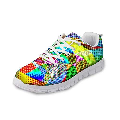 POLERO Damen Sneaker atmungsaktive Schnürer Sportschuhe Mode Bunt Running Walking Sneakers für Frühling und Sommer 36-41 EU von POLERO