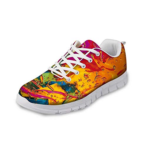 POLERO Damen Sneaker atmungsaktive Schnürer Sportschuhe Mode Bunt Running Walking Sneakers für Frühling und Sommer 36-41 EU von POLERO