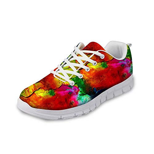 POLERO Damen Sneaker atmungsaktive Schnürer Sportschuhe Mode Bunt Running Walking Sneakers für Frühling und Sommer 36-41 EU von POLERO