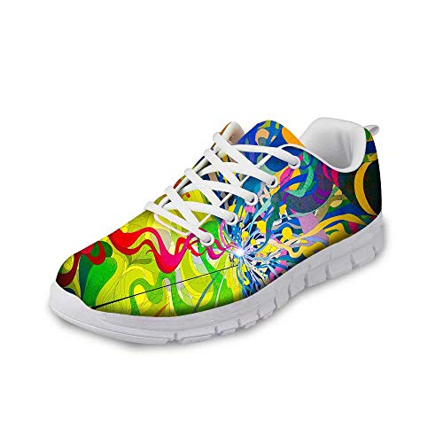 POLERO Damen Sneaker atmungsaktive Schnürer Sportschuhe Mode Bunt Running Walking Sneakers für Frühling und Sommer 36-41 EU von POLERO