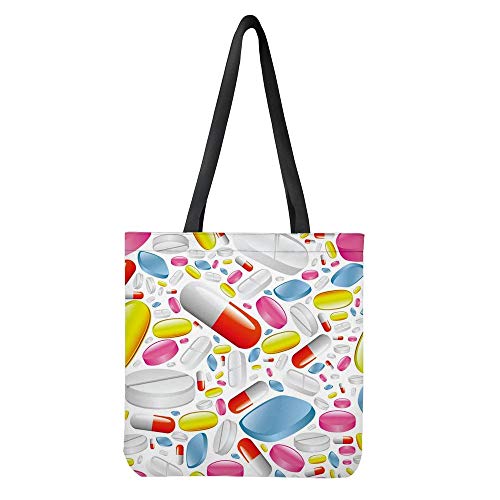 POLERO - Einkaufstasche aus Baumwollleinen, Cartoon-Muster, für Mädchen, Damen, Krankenschwestern, Alltag, Arbeit, (Gelb), Muster 29, Einheitsgröße von POLERO