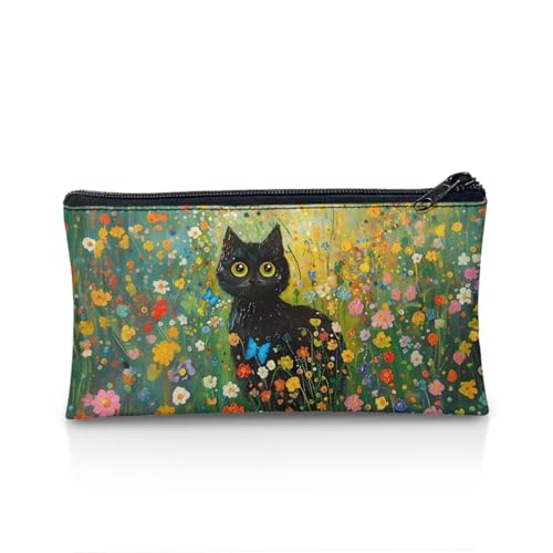 POLERO Federmäppchen für Schule, Schreibwaren, Federmäppchen für Büro, Reisen, Make-up, Kosmetiktasche, Schwarze Katzenblumen, Einheitsgröße, Schulranzen POLERO Federmäppchen für Schule, Schreibwaren, Federmäppchen für Büro, Reisen, Make-up, Kosmetiktasche, Schwarze Katzenblumen, Einheitsgröße, Schulranzen von POLERO